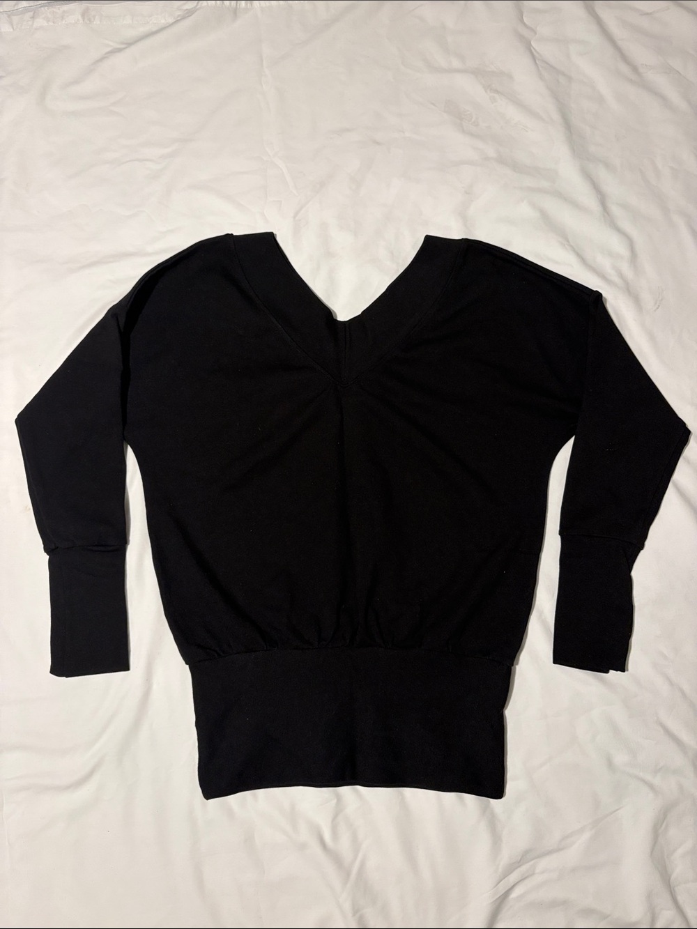 Black V-Neck Long Sleeve Pullover Sweatshirt